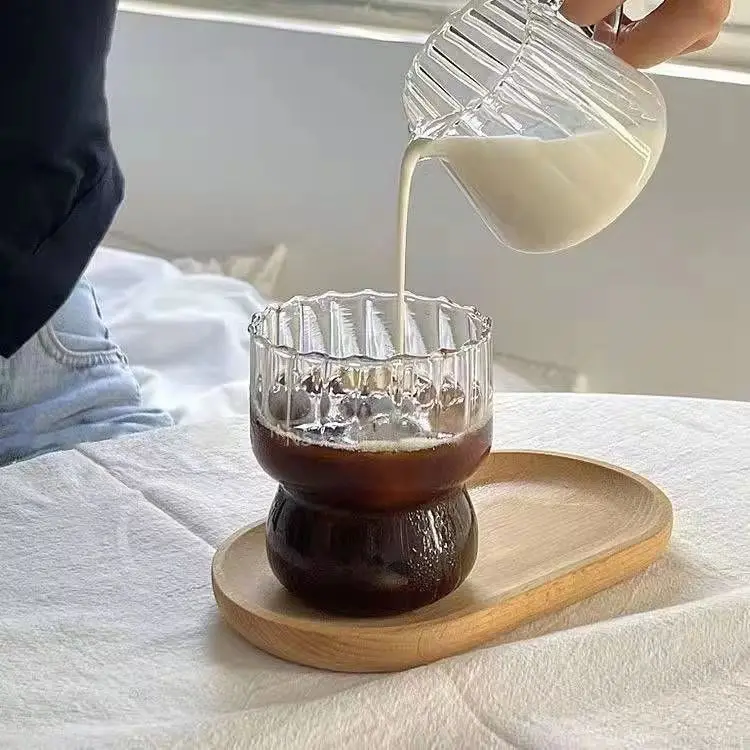 

6/4/2/1Pcs Vertical Stripe Coffee Mug Heat-Resistant Glass Water Cups Transparent Tea Mug Cup for Drinking Milk Beertea Juice