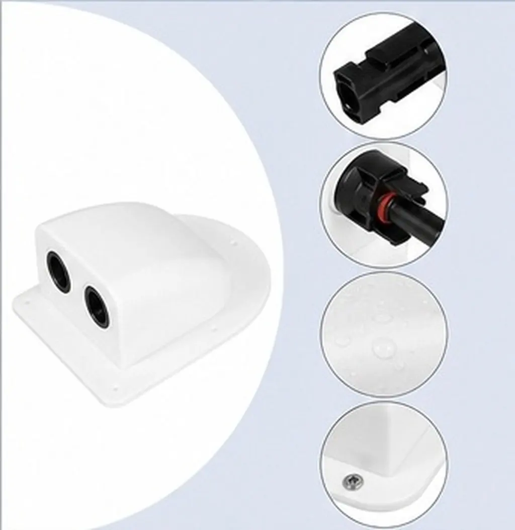2Pcs Solar Photovoltaic Connection Box Dual Cable Entry Gland Robust ABS Housing for Roof Rv Marine Solar Panel Wiring Entry