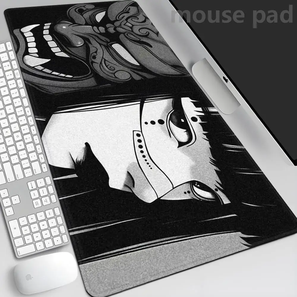 

Samurai Oni Mask Anime Girls Mousepad Large Computer Gaming Accessories Mouse Pad Gamer Professional Premium Mouse Mat Desk Mat