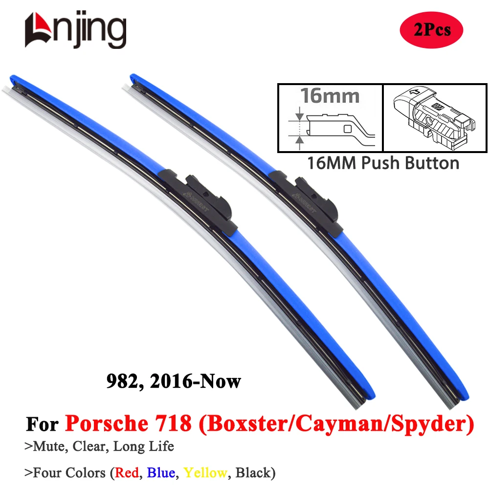 LNJING Colorful Wiper Blades For Porsche 718 Cayman Boxster Spyder GT4 982 2016 2018 2021 2022 2023 2024 Luxury Car Accessories