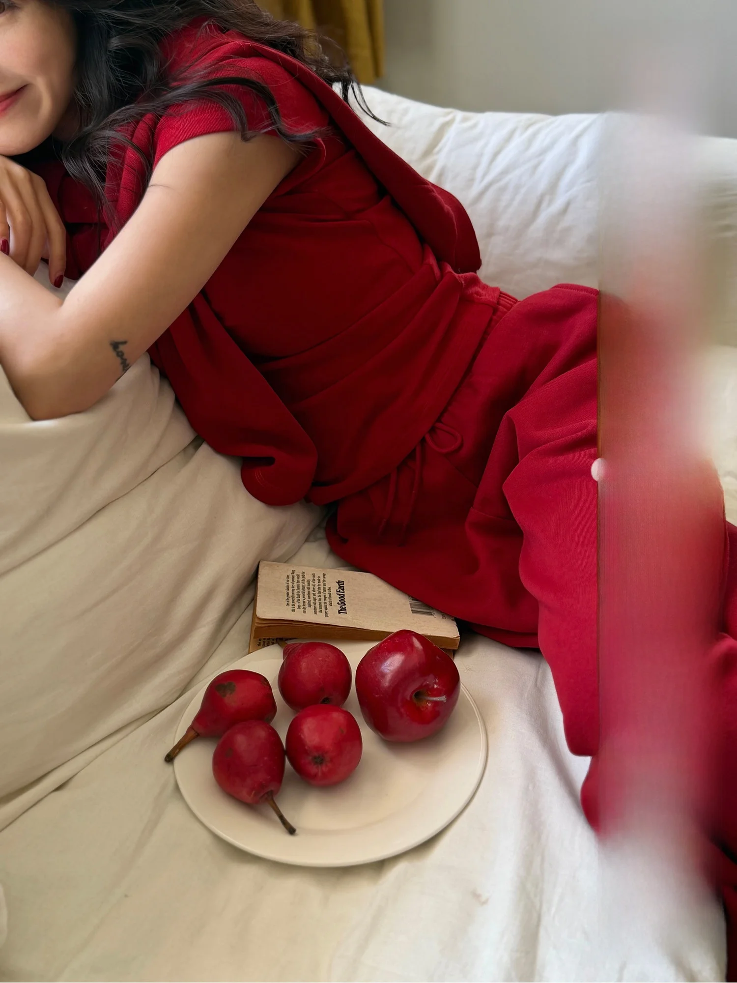 

Elwing New Year Red Fce Lined Hooded Zipper Sweatirt Wide Leg Pants Brued ort Sve T irt Set Women's Faion Cas...