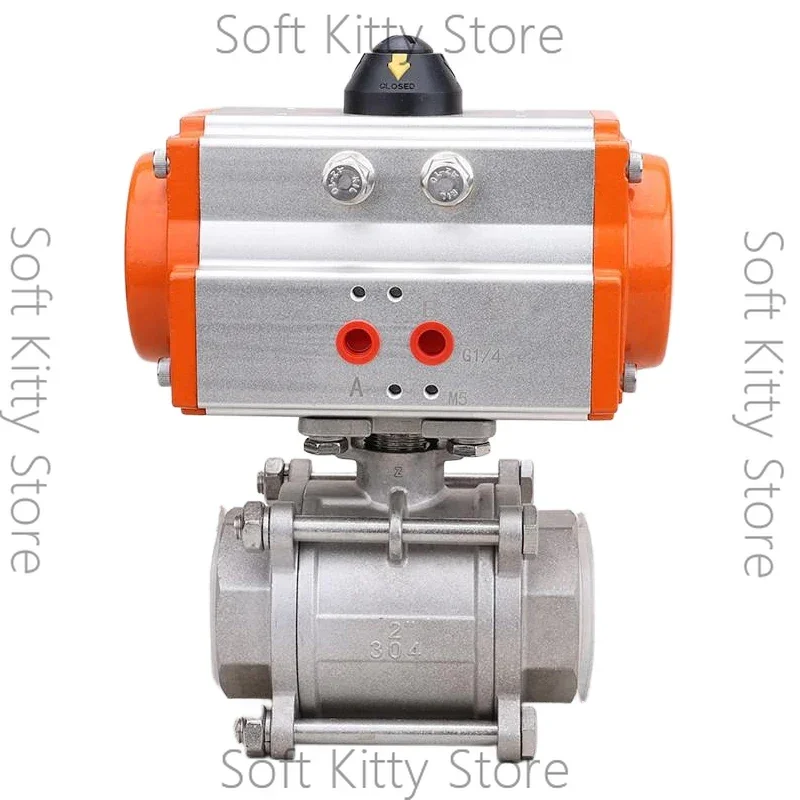Three Piece Pneumatic Ball Valve Q611F-16P High Platform 304 Double Acting Cylinder DN8-DN100 for Industrial Use