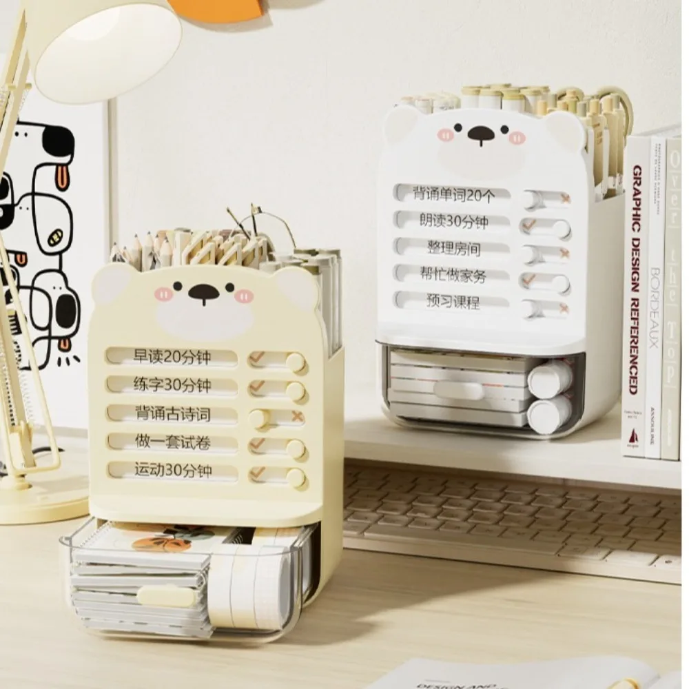

Держатель для ручек для самодисциплины большой емкости, прозрачный ящик для списка дел, настольный органайзер, список расписания, модная студенческая коробка для хранения