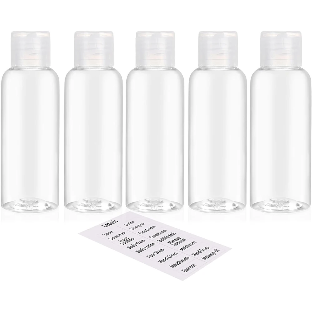 5 Pcs 3.4oz Empty Plastic Travel Bottles for Toiletries Leak Proof Squeezable Travel Size Containers Travel, clear