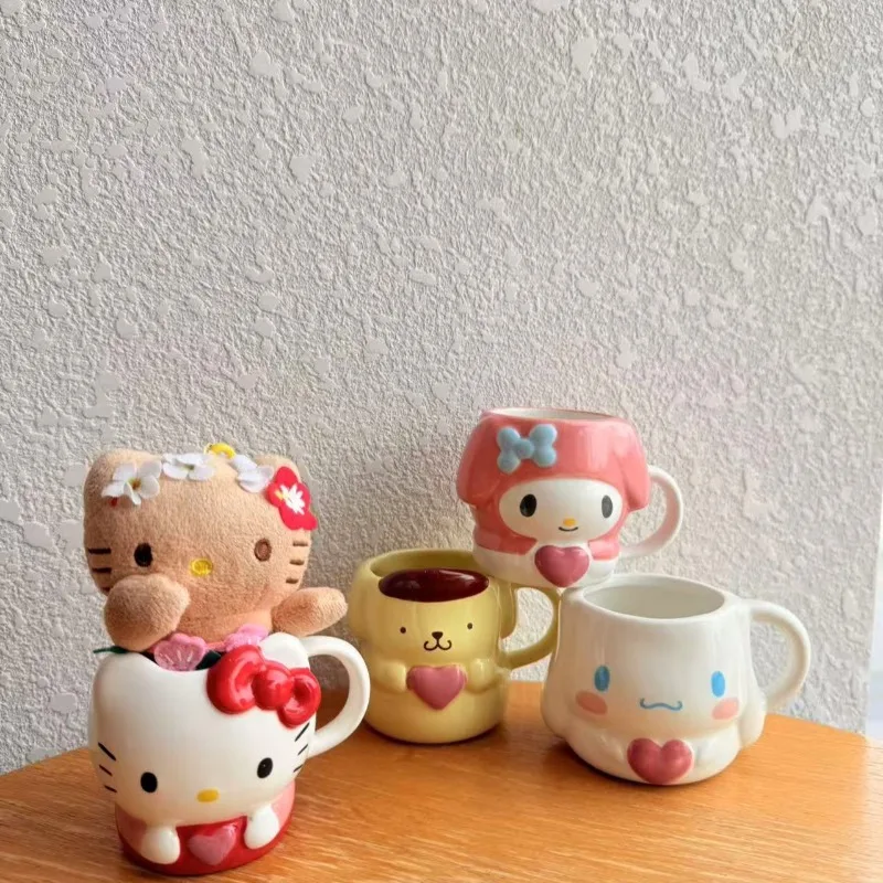 

Sweet 2025 Hello Kitty PomPomPurin аниме Kawaii Sanrio Ins модная чашка для воды милая моя мелодия Cinnamoroll керамическая чашка подарки