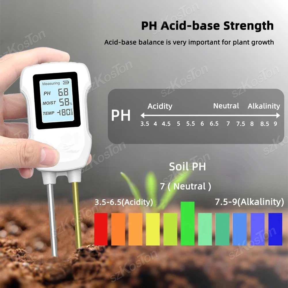 3 in 1 Digital LCD Soil Meter PH/Moisture/Temperature Soil Teste Garden Flower Potted Plant Monitor Plants Moist Testing Tool