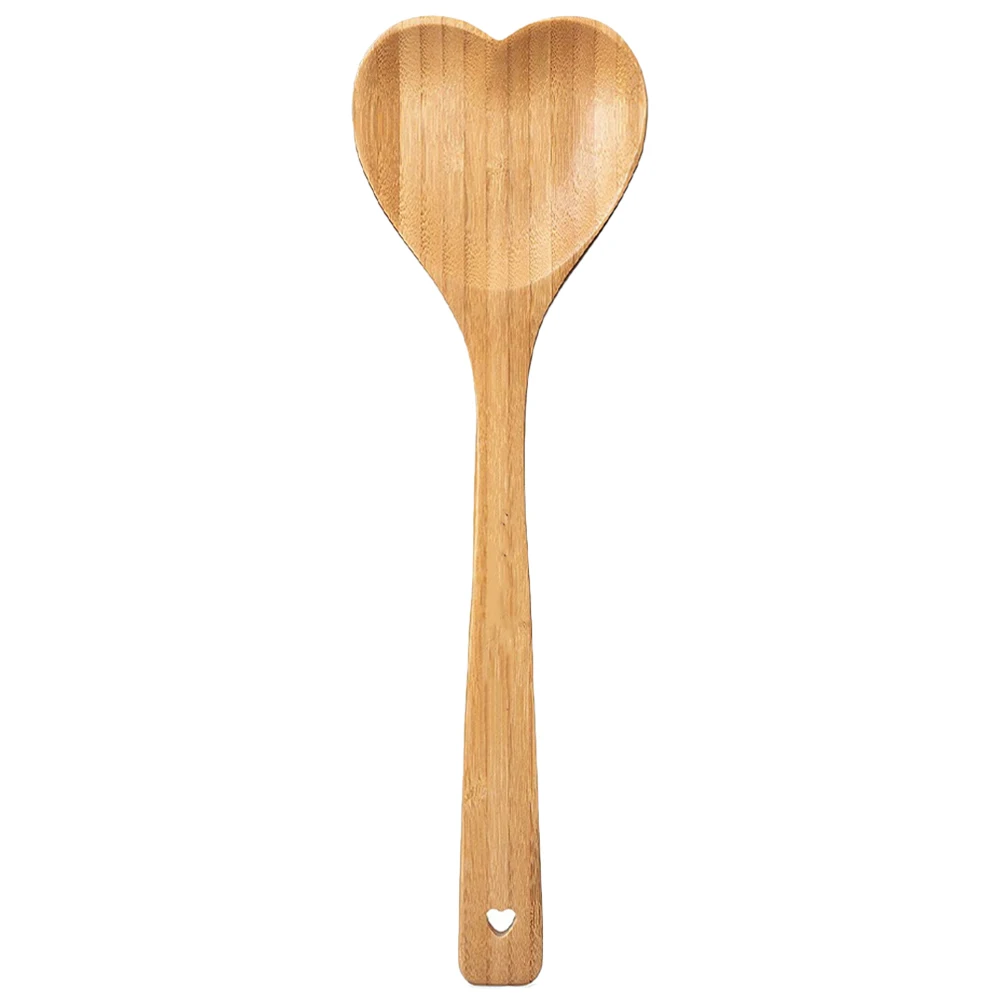 Cuchara de bambú en forma de corazón, cuchara agitadora multiusos elegante para miel, mermelada, té de la leche, postre, accesorio de cocina para el hogar