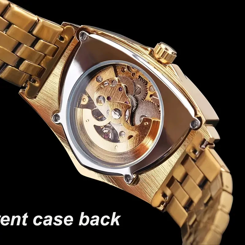 New Automatic Mechanical High-End Fashion Skeleton Watch for Men - Triangular Personalized Street Fashion Stylish Men's Watch - Lightweight and Luxurious Perfect Gift, the Best Gift for Him, No Batteries Needed