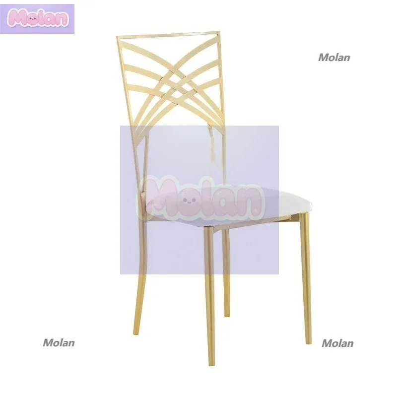 

Wrought iron meal Reinforced chair Hollow backrest Rose gold metal backrest Wedding restaurant Hotel chair Banquet chair