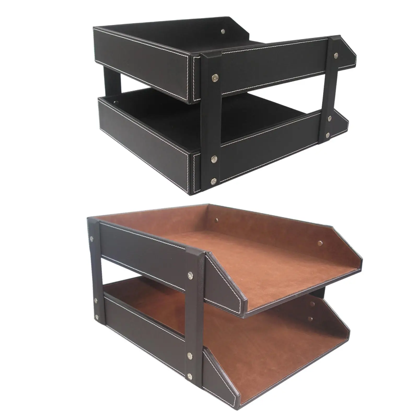 Premium Leather File Organizer - Spacious Storage Solution for Office Desk and Magazines