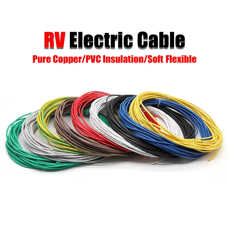 2/5/10m RV Electric Cable Pure Copper Wire PVC Insulation 300V Single-Core Multi-Strand For Car Audio Wires