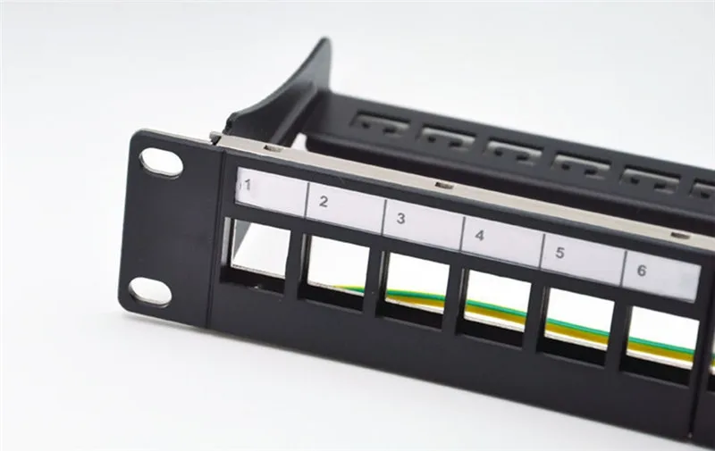 10 "1U Leere Leere Patch Panel 12 Port Rack Mount Management Unterstützung Für RJ45 RJ11 RJ12 Keystone Jack Installation cat5e Cat6A – Detail 4