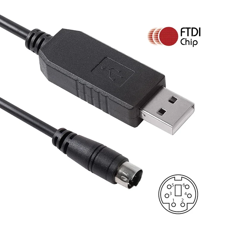 USB Mitsubishi Q Series PLC Programming Cable FT231XS USB RS232 Serial to Mini Din 6-pin Cable Compatible with USB-QC30R2