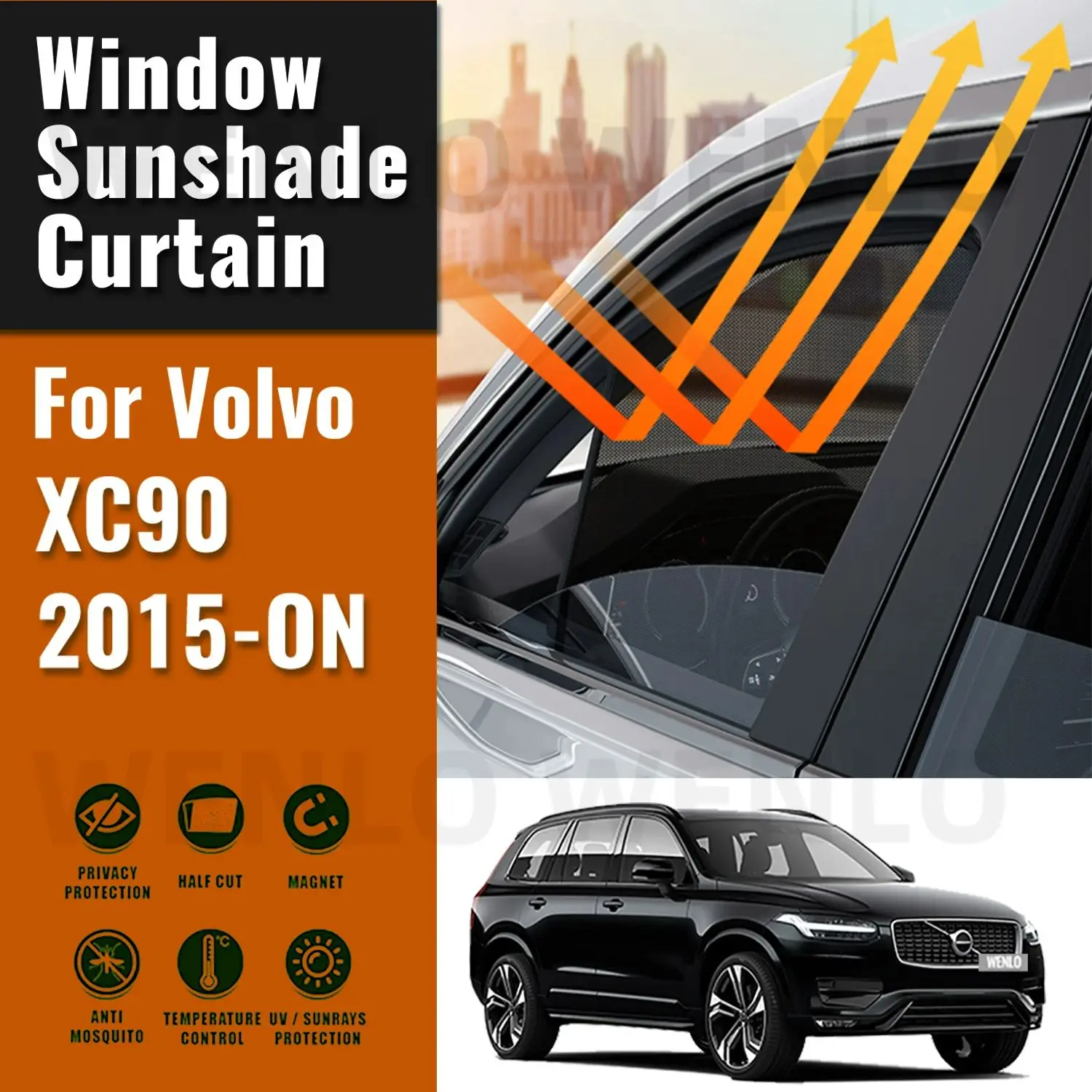 For Volvo XC90 2015-2023 2024 Car Side Window Sunshade Windshield Magnetic Sun Shade Solar Protection Parasol Children Curtains