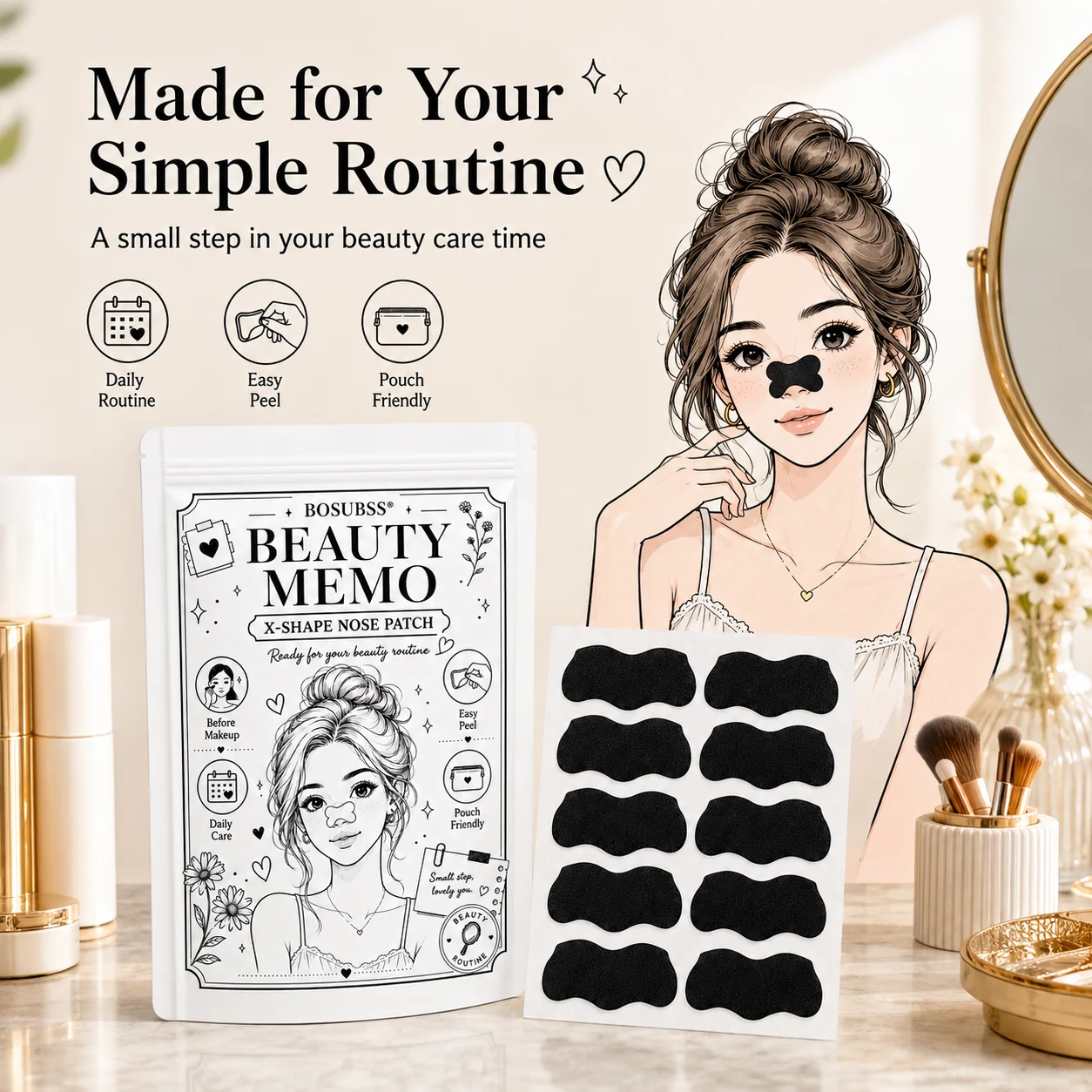 20/30Pcs Charcoal Nose Care Strips, Soft Fit Skin Routine Patch Set, Easy Home Use, Fresh Look, Travel Friendly view 5