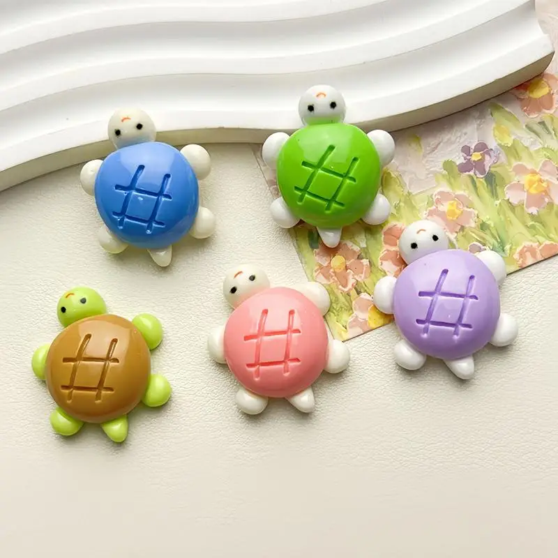 10pcs Solid-colored Small Turtle Cartoon Glossy Handmade DIY Resin Accessory Small Ornament