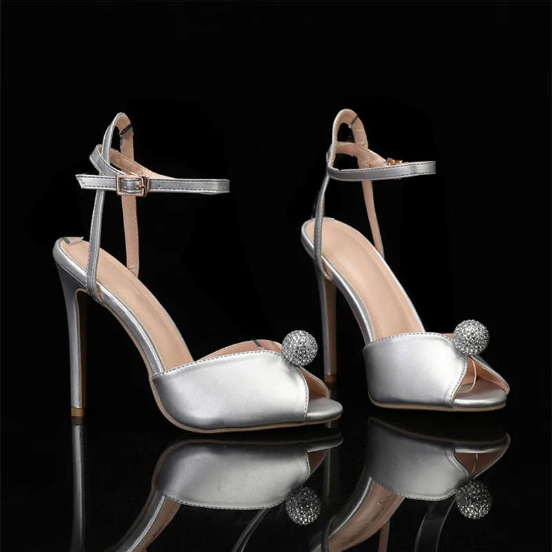 Summer Bridal Wedding Party Shoes Sandals Pearls Rhinestones Peep toe Women Pumps Sandals Sexy Ankle Strap High Heels
