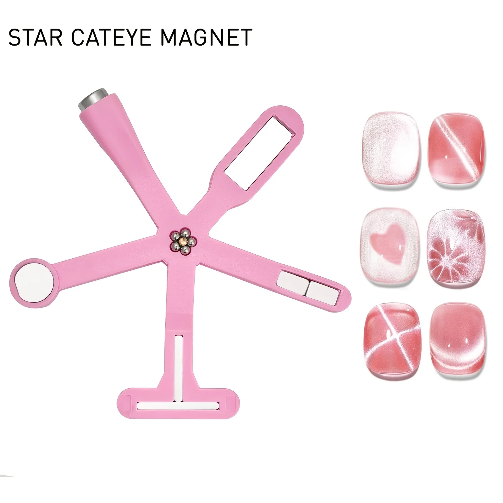 Imán para uñas con diseño de corazón de amor, 6 en 1, efecto ojo de gato, luz lateral, media luna, Margarita, flor, uñas francesas, imanes de atracción UV para manicura