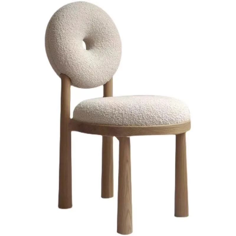 Donut Dining Chair Modern Nordic Simple Back Makeup Chair Home Bedroom Cream Wind Lamb Chair