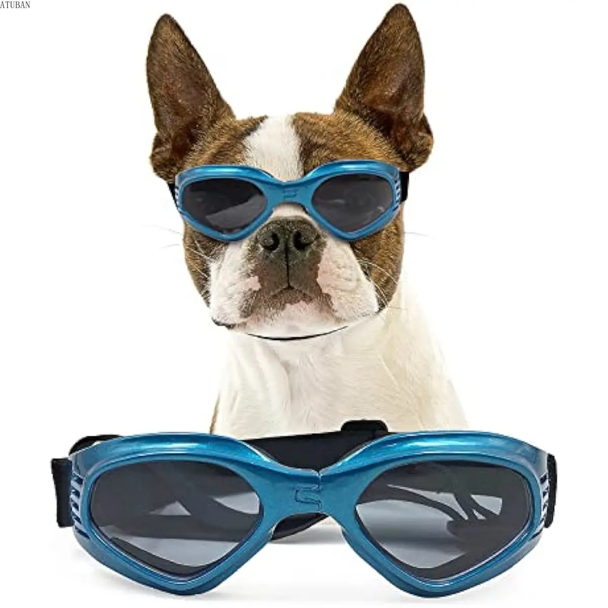 ATUBAN Dog Goggles Medium UV Protection Adjustable Boston Terrier Sunglasses Easy Wear Windproof Motorcycle Dog Glasses for Dogs