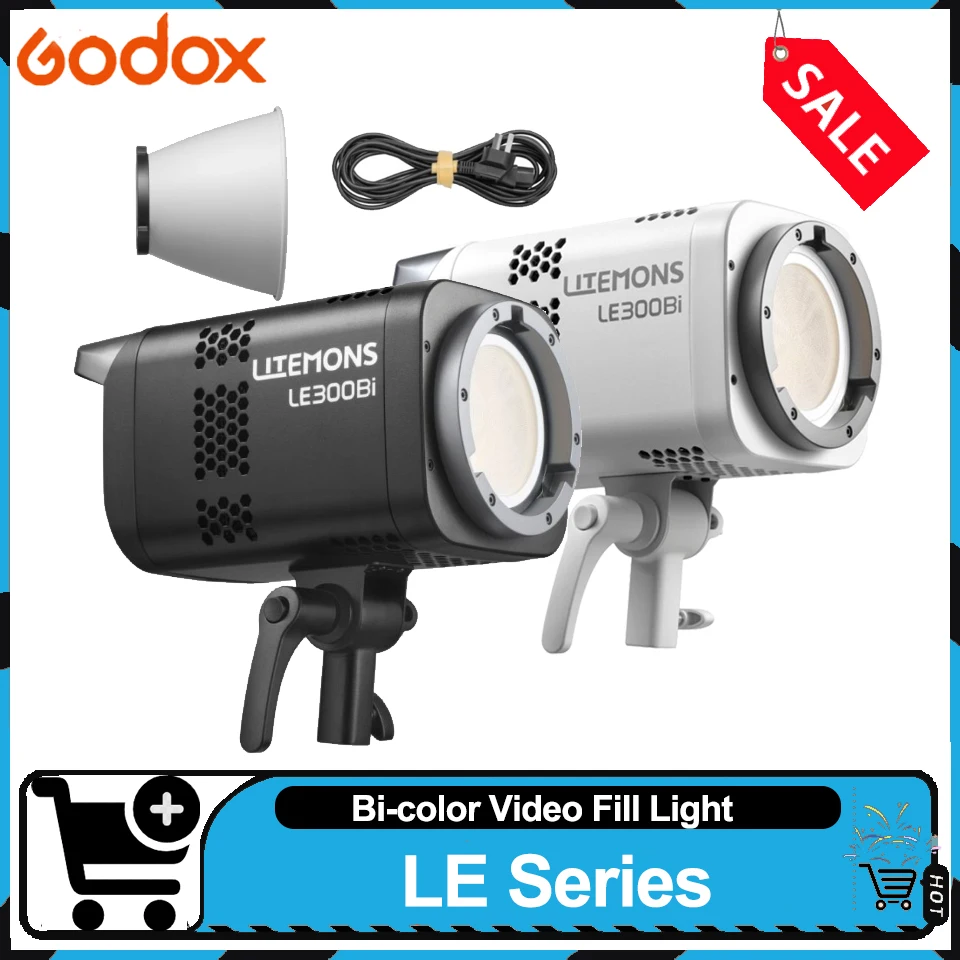 Godox LITEMONS Bi-color LED Light LE200Bi/LE300Bi/LE600Bi 200w/300w/600w COB Fill Lighting for Vlog Video Recording
