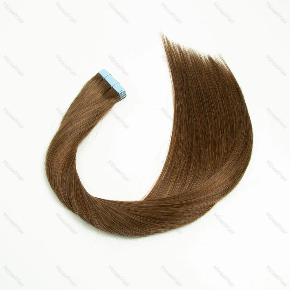 レミーテープインヘア スキンウェフト ナチュラルリアルヘアエクステンション ダークブラウン人毛エクステンション ブラジリアンヘア 18インチ 50G 20ピース