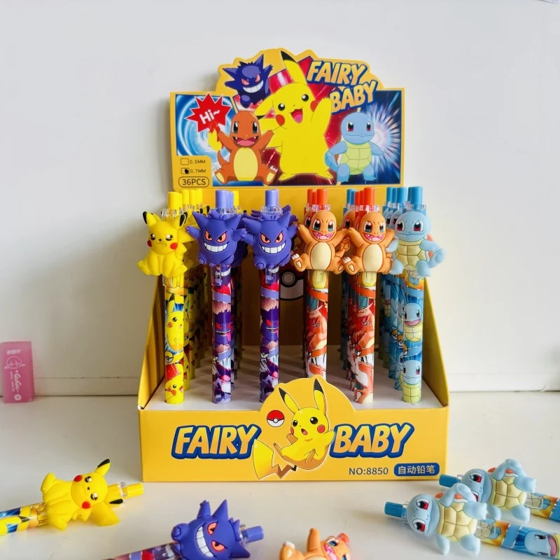

36pcs/lot Cartoon Pokemon Mechanical Pencil Cartoon 0.5/0.7MM Drawing Writing Automatic Pen School Office Supplies