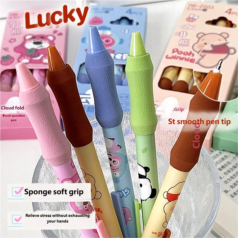 

2025 Висувная гелевая ручка Viral Hit, высокоэстетичная, рекомендуемая в Instagram, кофейный медвежонок, маленькая бобер, панда, милая ручка для экзамена с героями мультфильмов
