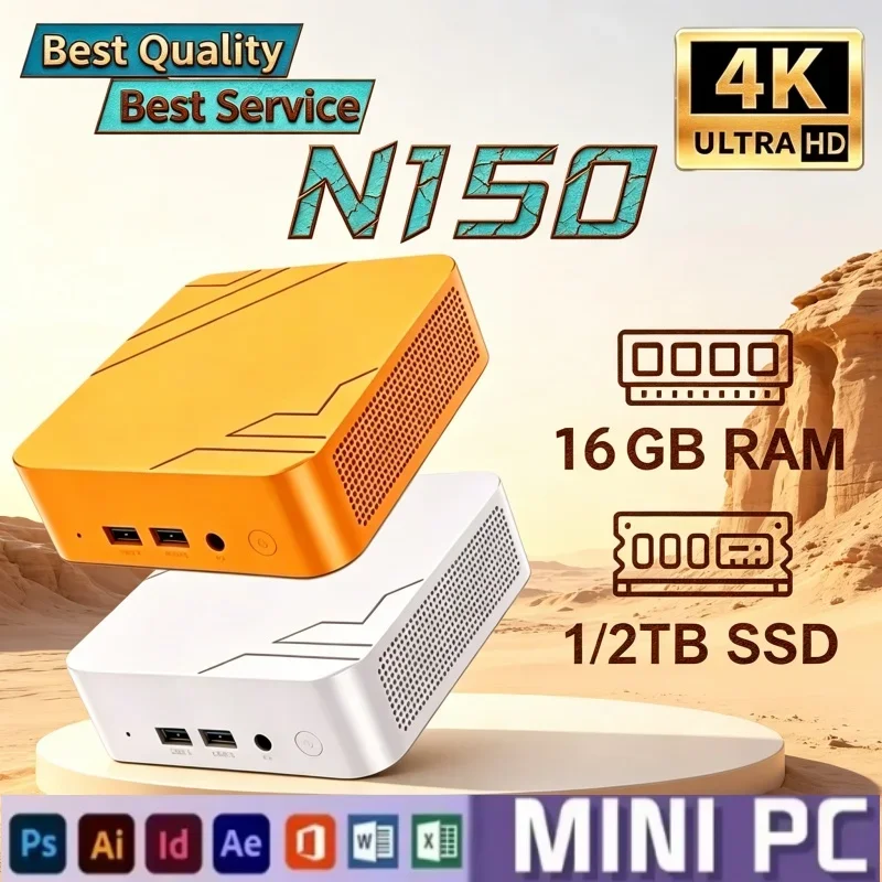 MINI PC Intel N150 Windows 11 Agile Gaming PC 16GB RAM 1TB 2TB SSD Mini PC Computer Office Gamer Wifi6 BT5.2 Desktop