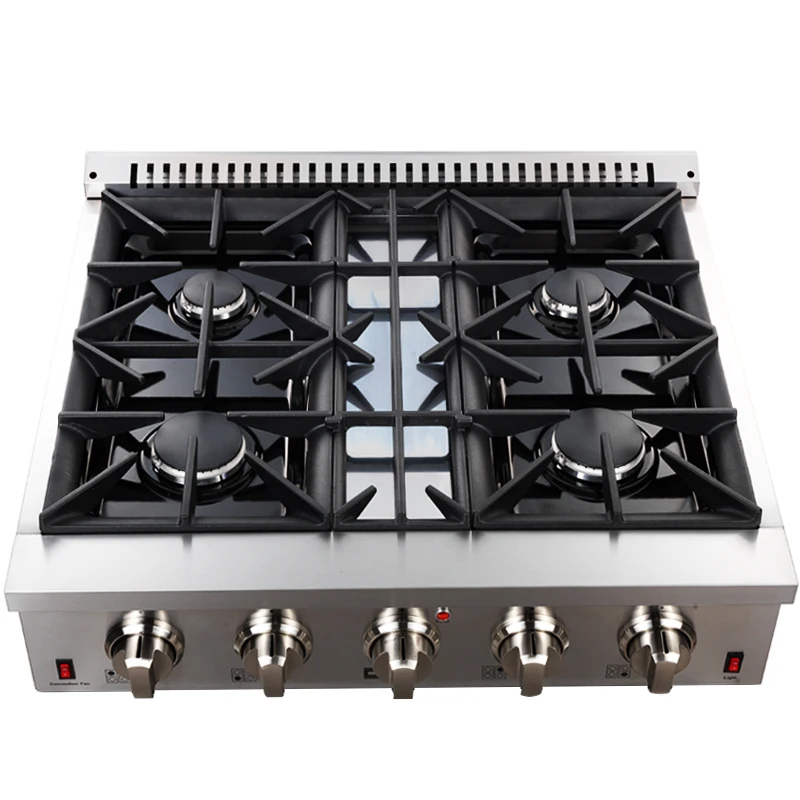 SENG Kitchen black glass 30 inch 4 burner gas range stove