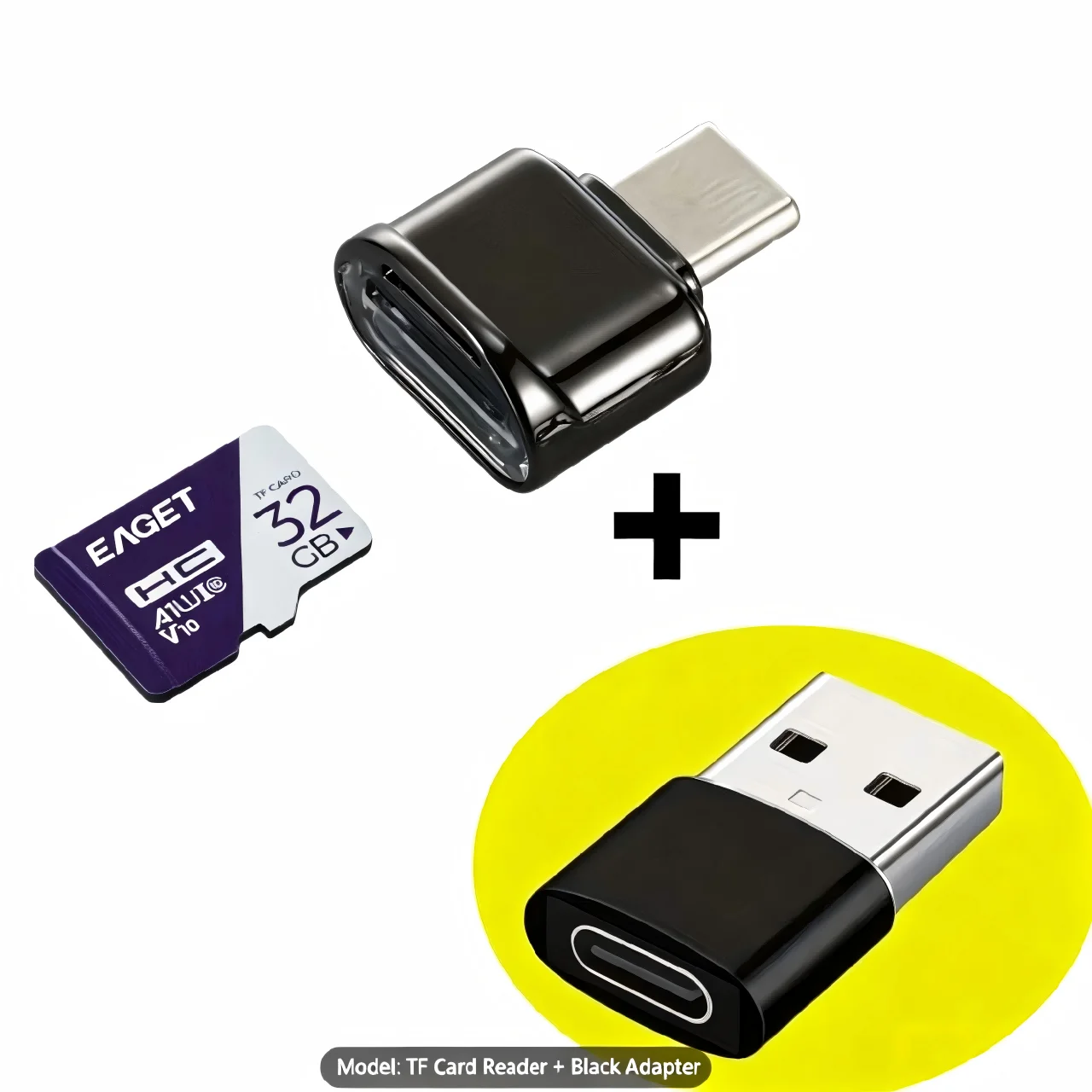2-Pack Type C TF SD Card Reader Zinc Alloy Shell with USB C to USB Adapter for iphone 15-17 Pro Max Laptop MacBook Samsung