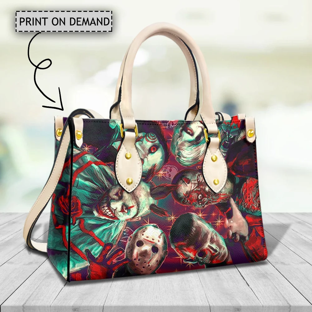 Women's Shoulder Bag Horror Movie Killer Trendy Fashion Handbag PU Leather Small Underarm Messenger Bag Girls Clutch Female Gift