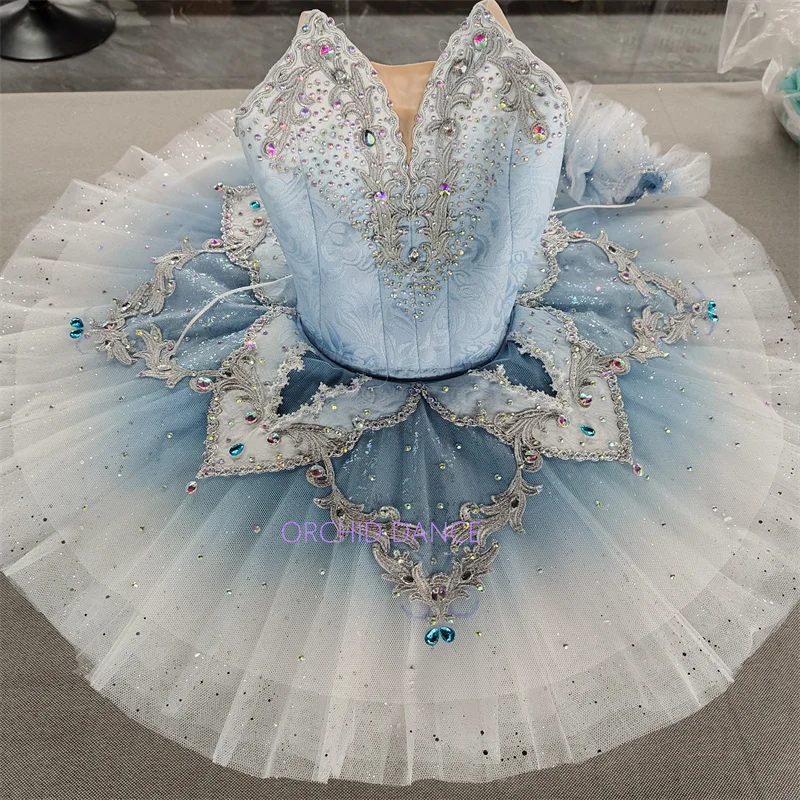 Costumi tutù di balletto classico blu giallo per bambini di alta qualità professionale da 9 o 12 strati di dimensioni personalizzate di colore personalizzato