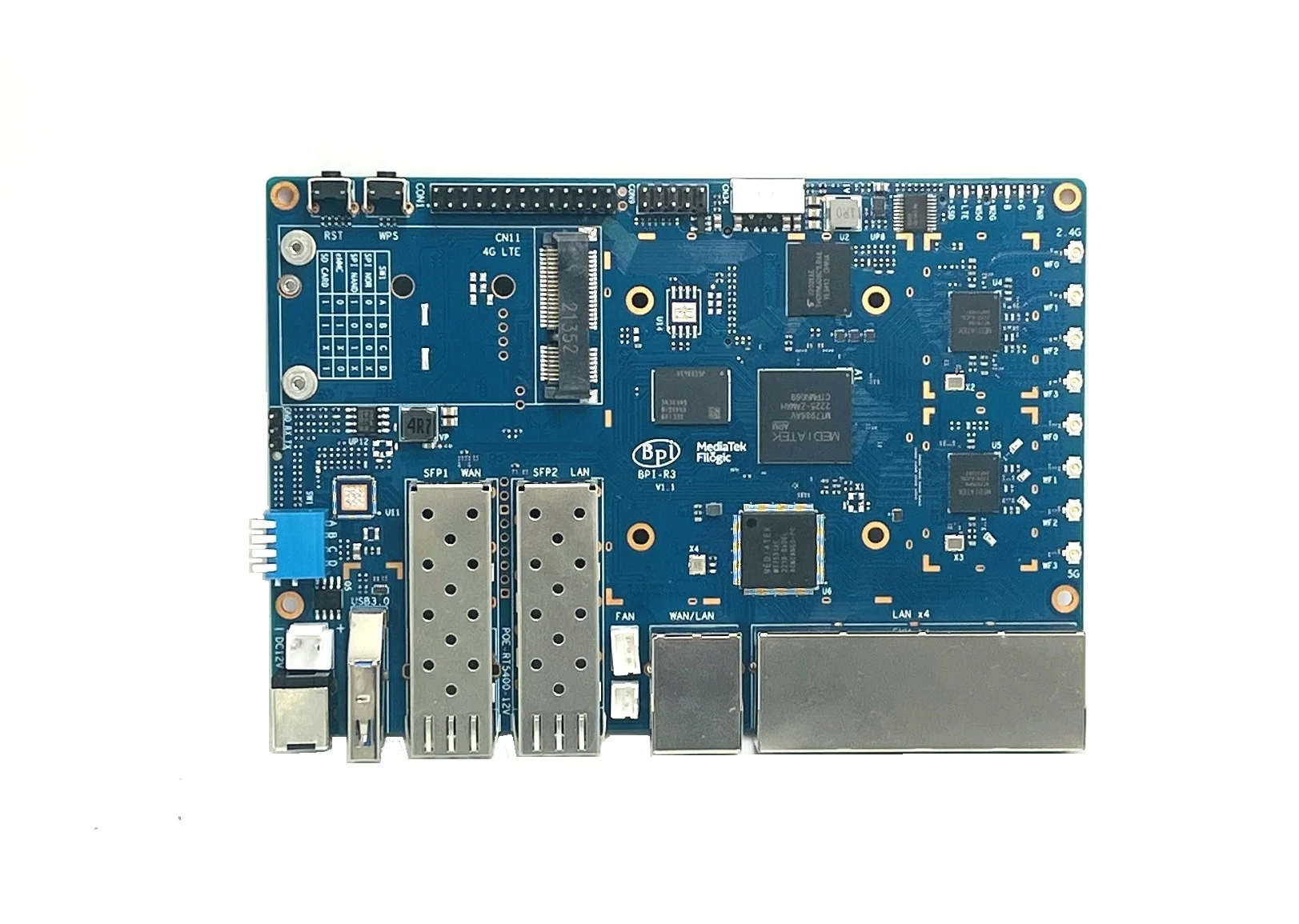 Imagem -02 - Banana pi Bpi-r3 com Iron Case Power Mediatek Mt7986 Quad Core 2g Ddr Ram 8g Emmc Flash Suporte Wi-fi 2.4g Router Board