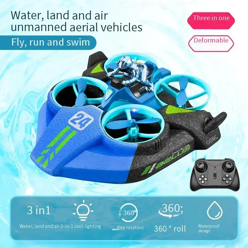 Land, sea and three-in-one remote control aircraft Children's helicopter stunt flying boy quadcopter toy