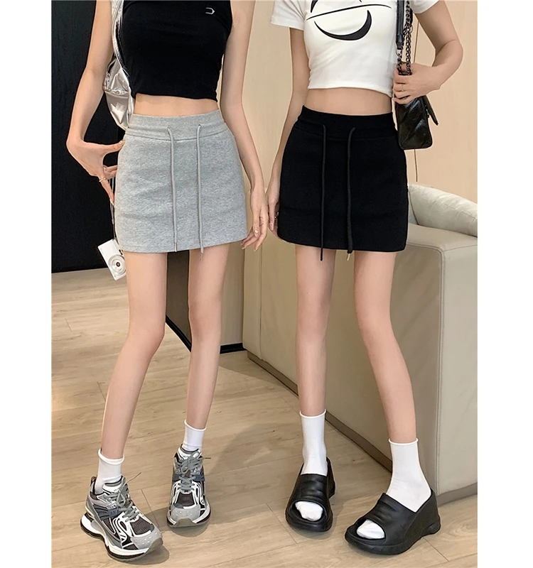 

Юбка спортивная с завышенной талией и завязками для женщин больших размеров, для фигуры типа «груша», А-силуэт, тренд лета 2023