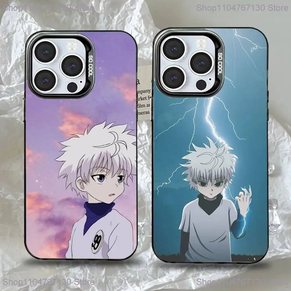 

Anime H-Hunter K-Killua Phone Case For iPhone 16,15,14,13,12,11,Pro,Max,Plus,Mini,XS,SE Anti Fall Black Matte Hard Bumper