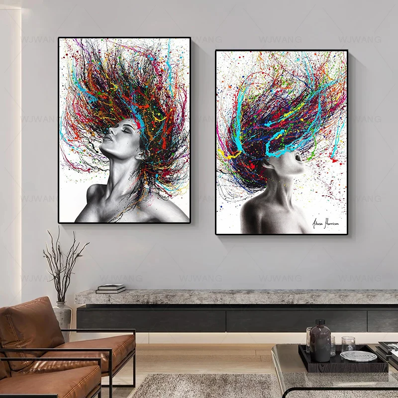 

Abstract Colorful Hair Sexy Women Posters Portraits Prints Wall Art Pictures Canvas Paintings For Living Room Home Decor Gifts