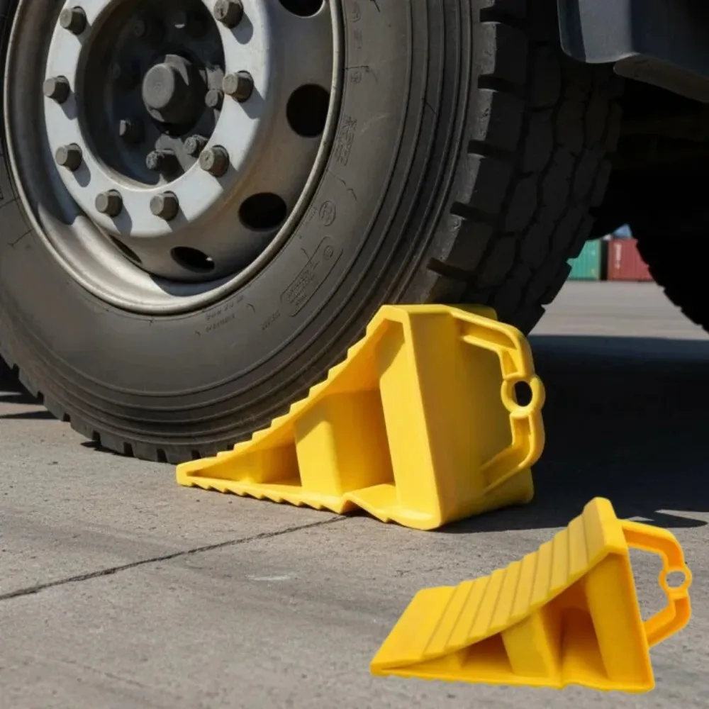 Car Trailer Wheel Chock with Handles Anti-Slip Plastic Tire Support Pad Car Stopper Wheel Alignment Block Automotive Supplies