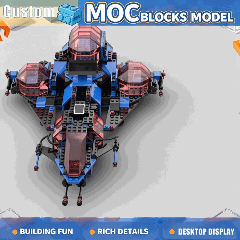 637PCS MOC Custom Building Blocks Space Explorer Command Base Sci Fi Spacecraft Vehicle Model DIY Assembly Educational Toy Gift