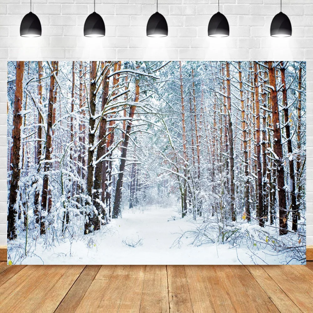 

Old Tree Forest Winter Snow Park Outdoor Scenic Photography Backdrop Christmas Photographic Background Photocall Photo Studio