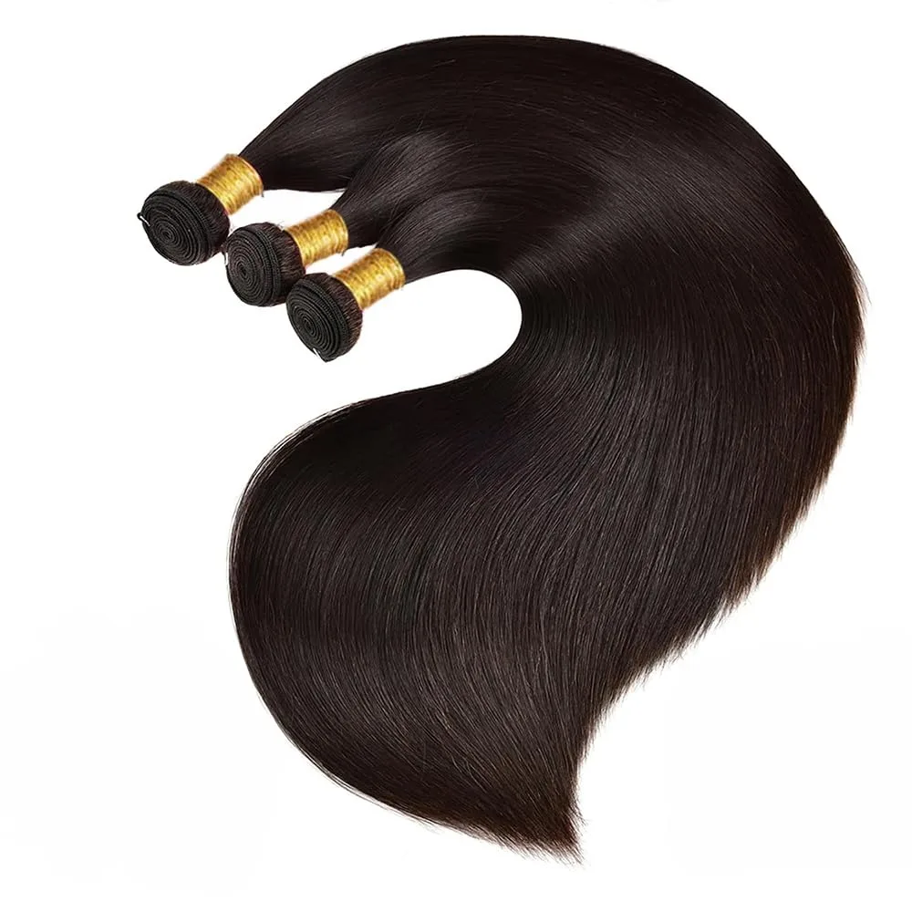 Extensions de cheveux humains lisses en paquets de 12 à 42 pouces, tissage de cheveux naturels noirs bruts