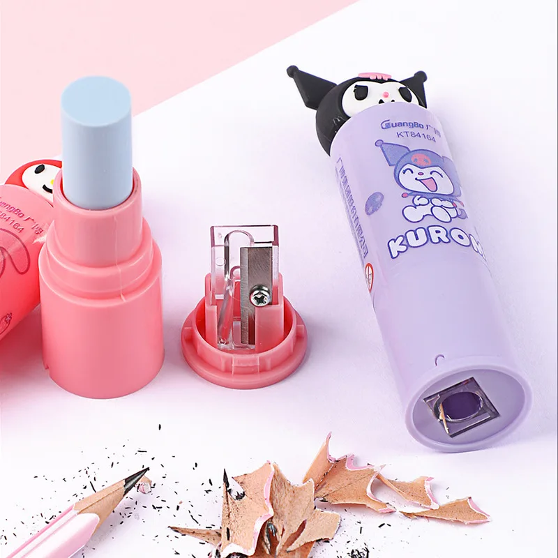 Sanrio Pencil Sharpener Rubber Suit Exquisite Cartoon Lipstick Modeling Pochacco Kuromi Student Stationery Wholesale