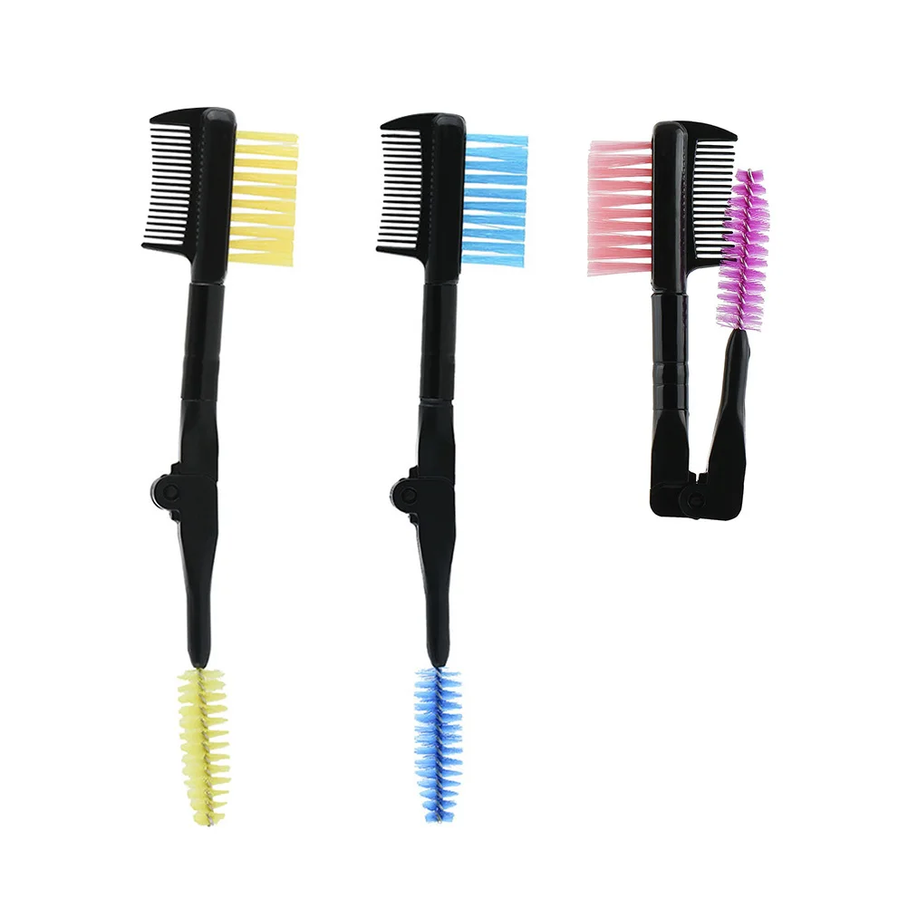 Peine de cejas plegable, cepillo de doble cabeza, peine de pestañas, herramienta de cuidado de cejas portátil de moda para mujeres y niñas, 3 uds.