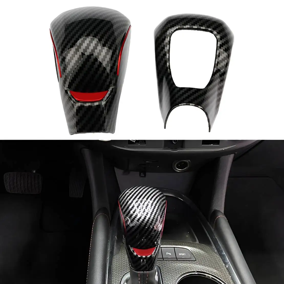 

Автомобильная ручка переключения передач в стиле углеродного волокна, накладка на голову, ABS, подходит для Chevrolet Colorado 2023+