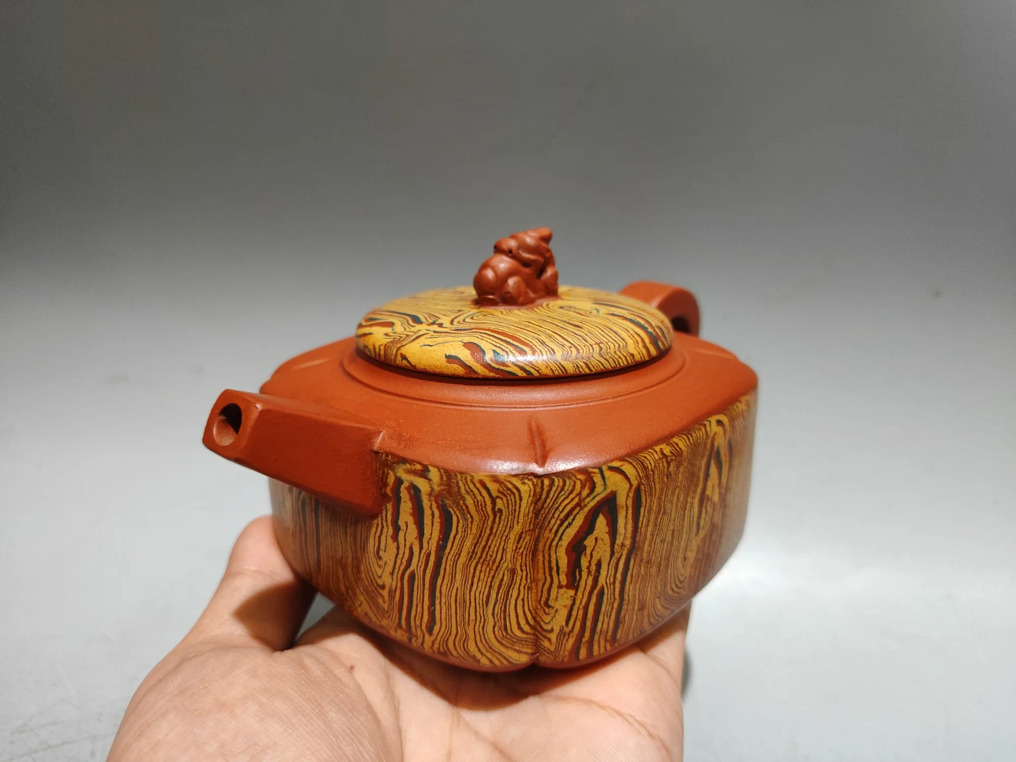 Purple Clay Pot Four sided clay pot Tree Ring Texture Pot Kettle Teapot Pot Tea