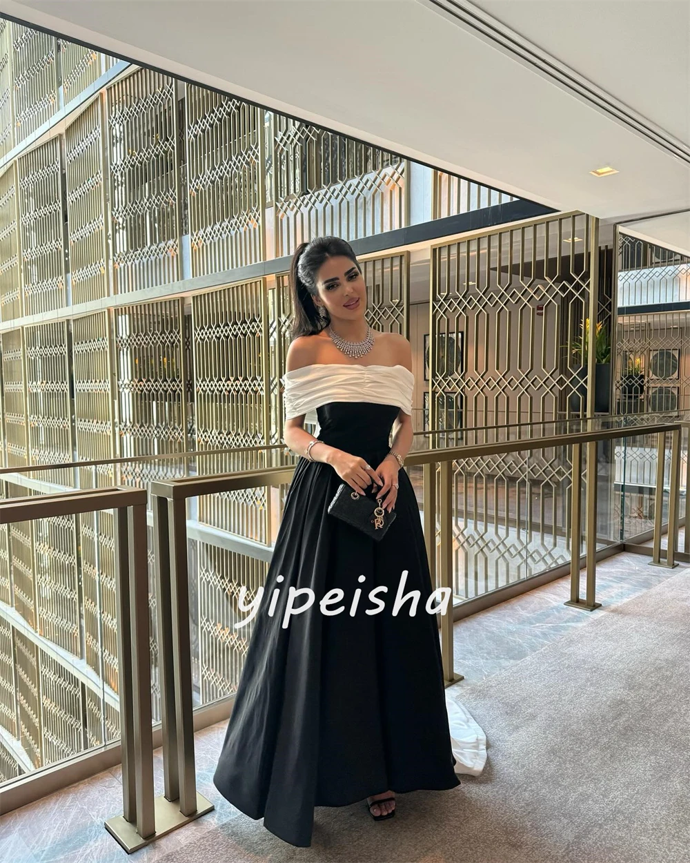 Jiayigong Evening Jersey Draped Pleat Cocktail Party A-line Off-the-shoulder Bespoke Occasion Gown Long Dresses