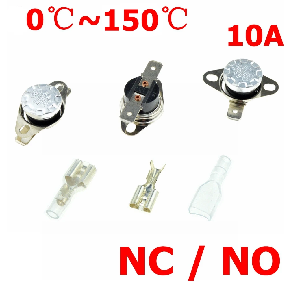 2 PCS Thermal Switch 40C 50C 80C 60C 100C NO NC Normally Open Closed 250V 5A 10A Thermostat Sensor Temperature Control Switches