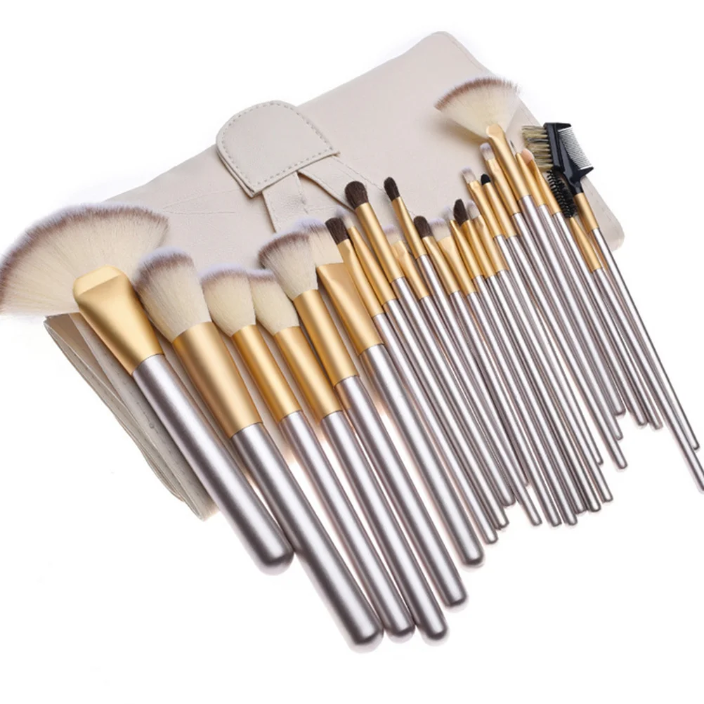 

24Pcs Makeup Brush Set Premium Wood Handle Portable Brushes for Face Foundation Blending Pouch Included Travel