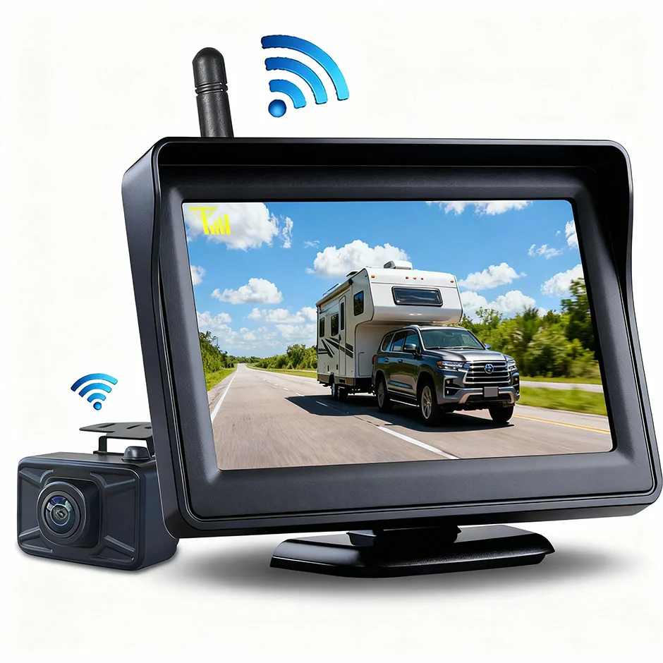 

HD беспроводной 4,3-дюймовый монитор HD Резервная камера заднего вида ночного видения Поддержка парковки для 12 В/24 В Грузовик Автобус Автомобиль RV